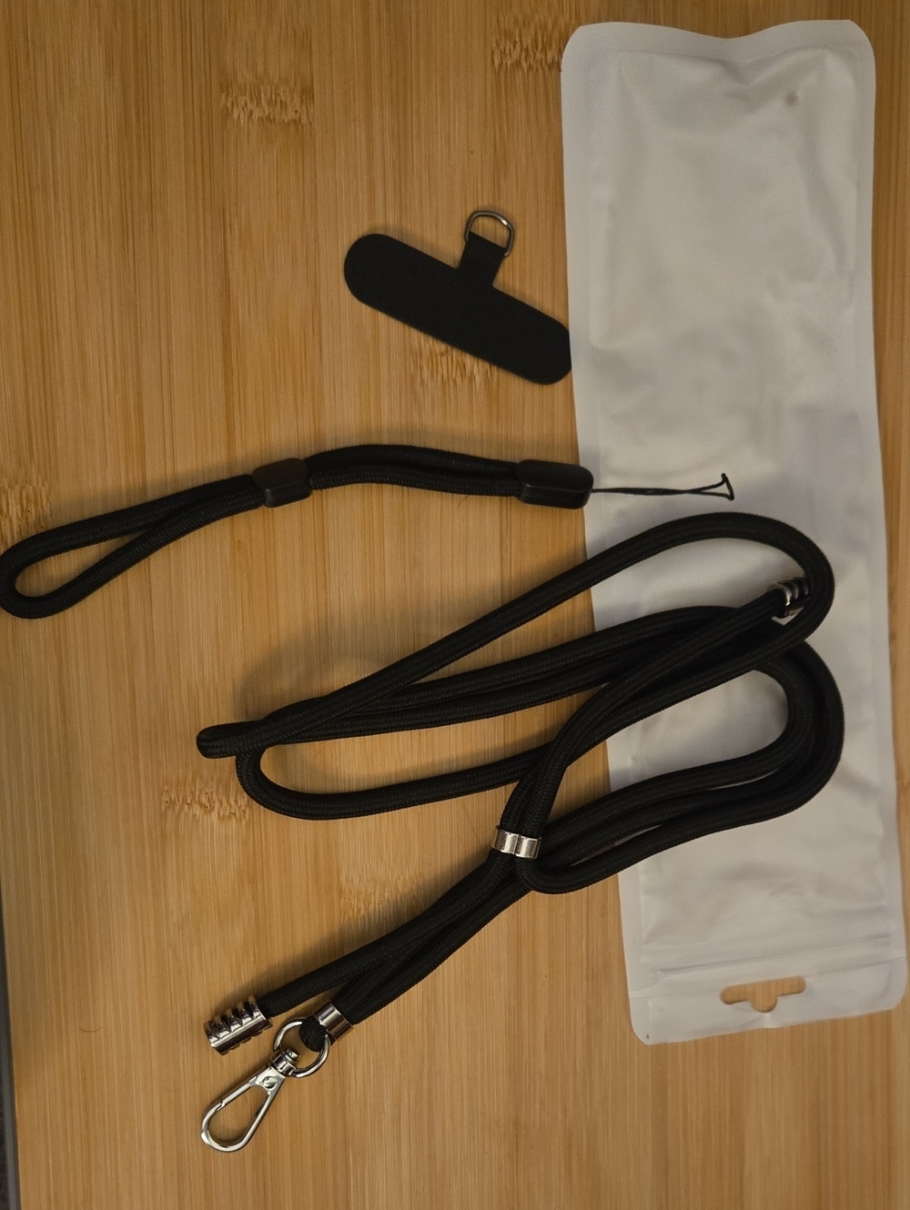 Adjustable Black Cell Phone Crossbody Strap with Wristlet Strap
